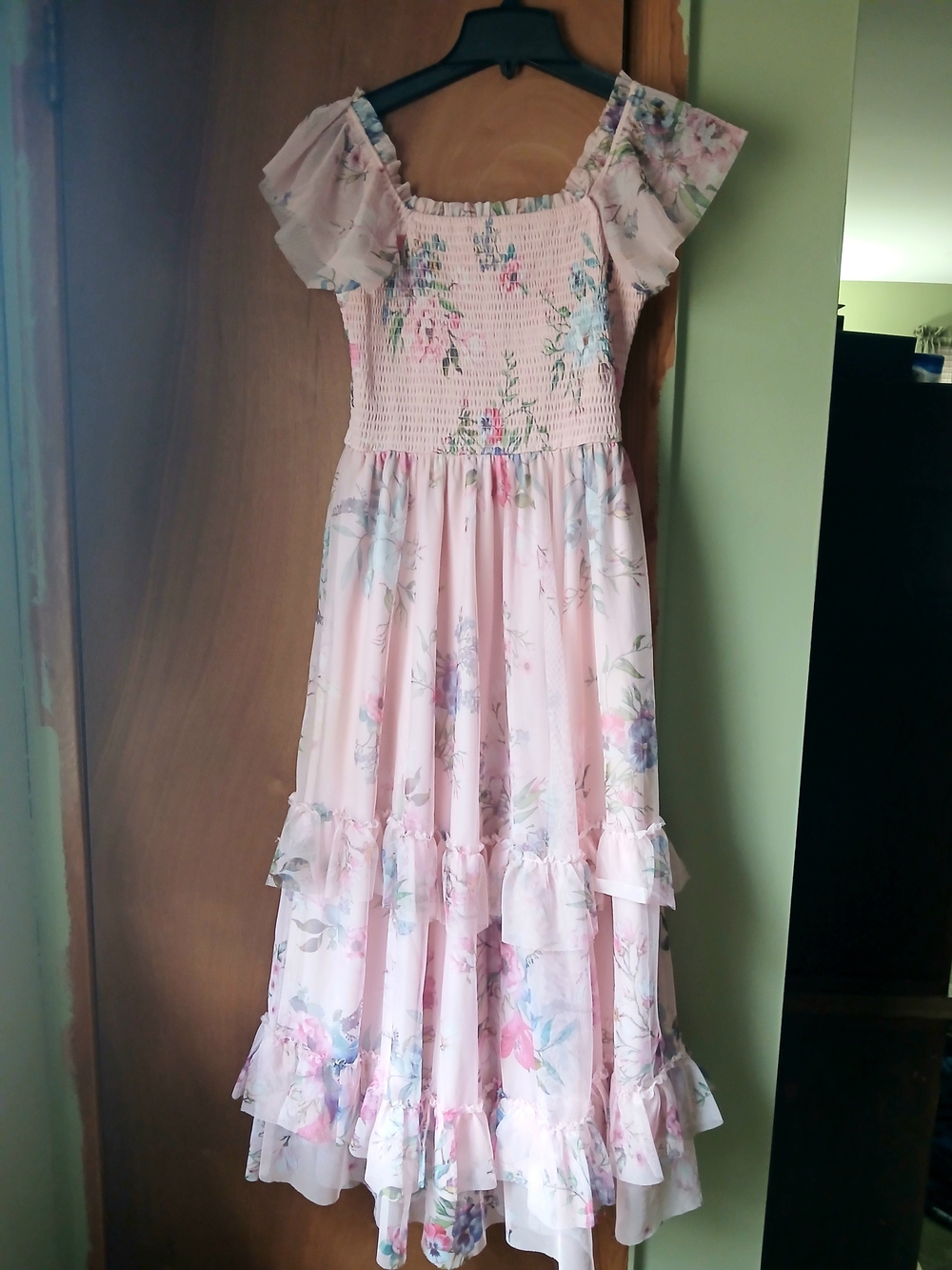 Rare Editions Pink Floral Ruffle Maxi Dress